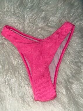 Neon Pink Textured Bikini Bottom